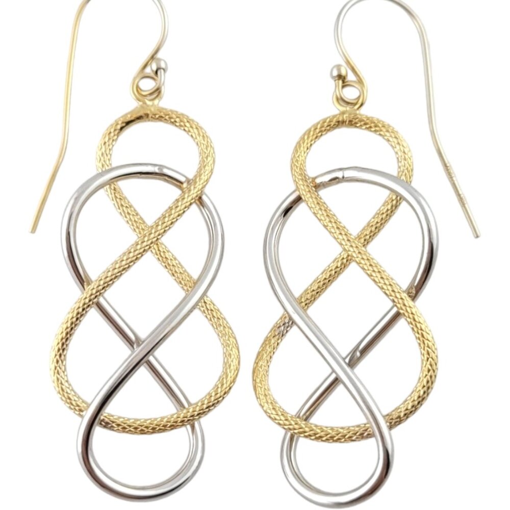 Estate Gold and white Gold Twisted Loop Earrings 14k